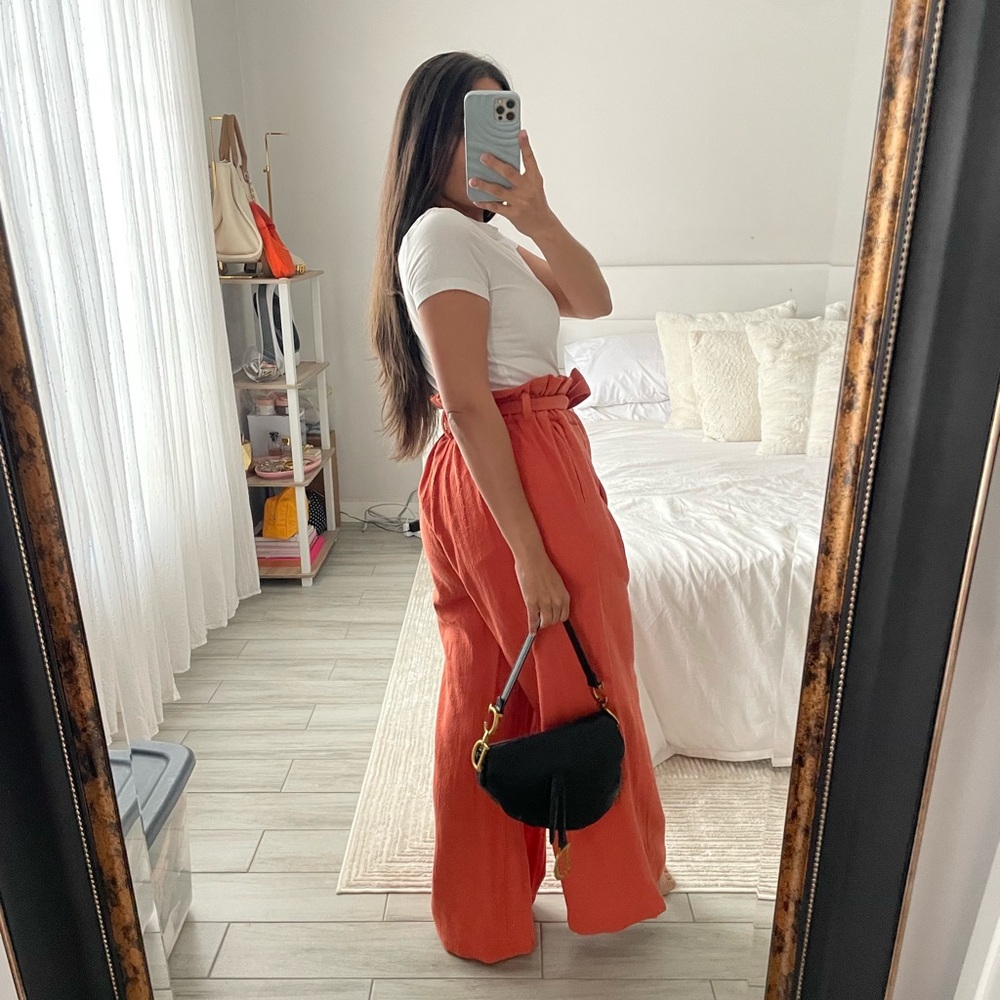 Urban Outfitters Orange High-Waist Wide-Leg Pants - Picture 4 of 4